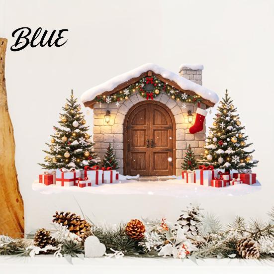 Winter Decoration Sticker Snow House Wall for Christmas Waterproof Holiday Stone Christmas Decals Decal Removable Mural Living Room Bedroom