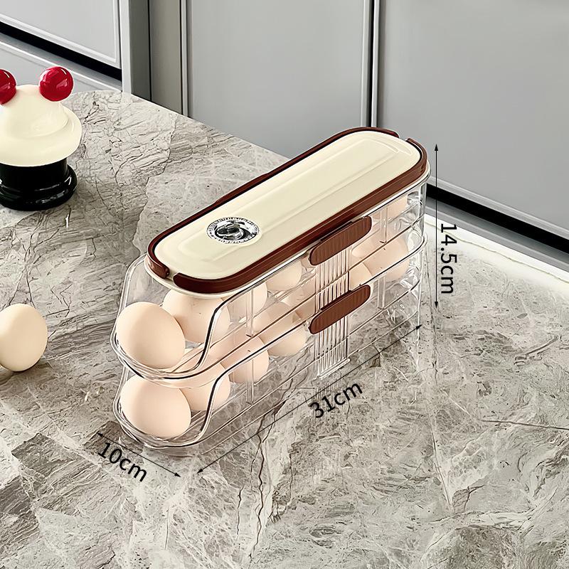 Multi-Layer Sliding Egg Storage Box for Fridge with Automatic Replenishment