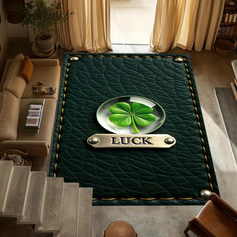 

Green Clover Lucky Carpet LOVE LUCK Symbol Large Shamrock Area Rug for Living Room Bedroom Home Decor Non Slip Floor Mat Gift 40x60cm