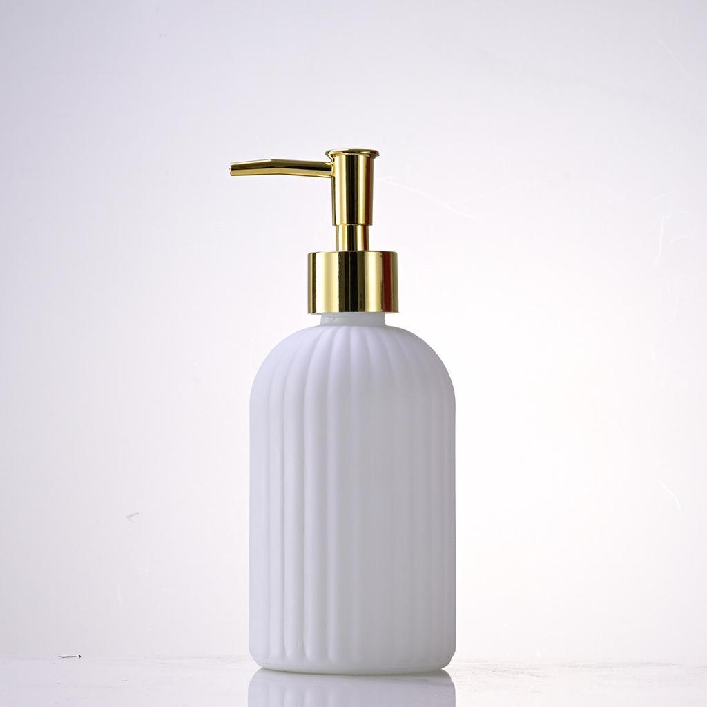 Nordic Large Capacity Vertical Stripe Glass Bottle for Hand Sanitizer, Shampoo, or Shower Gel