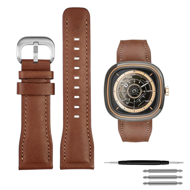 Weiche Armbanduhr aus echtem Leder mit Herren-Wasserdicht Für sieben am Freitag T1/01 T3/01 T2/01 Armband Rindsleder Uhrenarmband 26mm