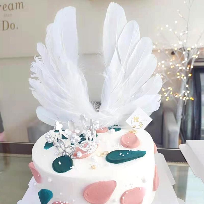Angel Feather Wings Birthday Cake Decoration Plug-In Accessories Model Baking Knickknacks