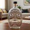 Pumpkin Wine Bottle with Human Face Creepy Cute Spooky Wine Bottle Unique Evil Smirks Fun Face Bottle for Halloween