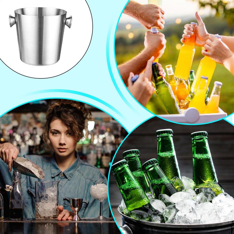 Seaux à Glace Pour Fêtes Refroidisseur de Boissons 2L Baignoire à Boissons en Métal Contenant Isolé Refroidisseur à Vin Avec Poignée Pour Champagne