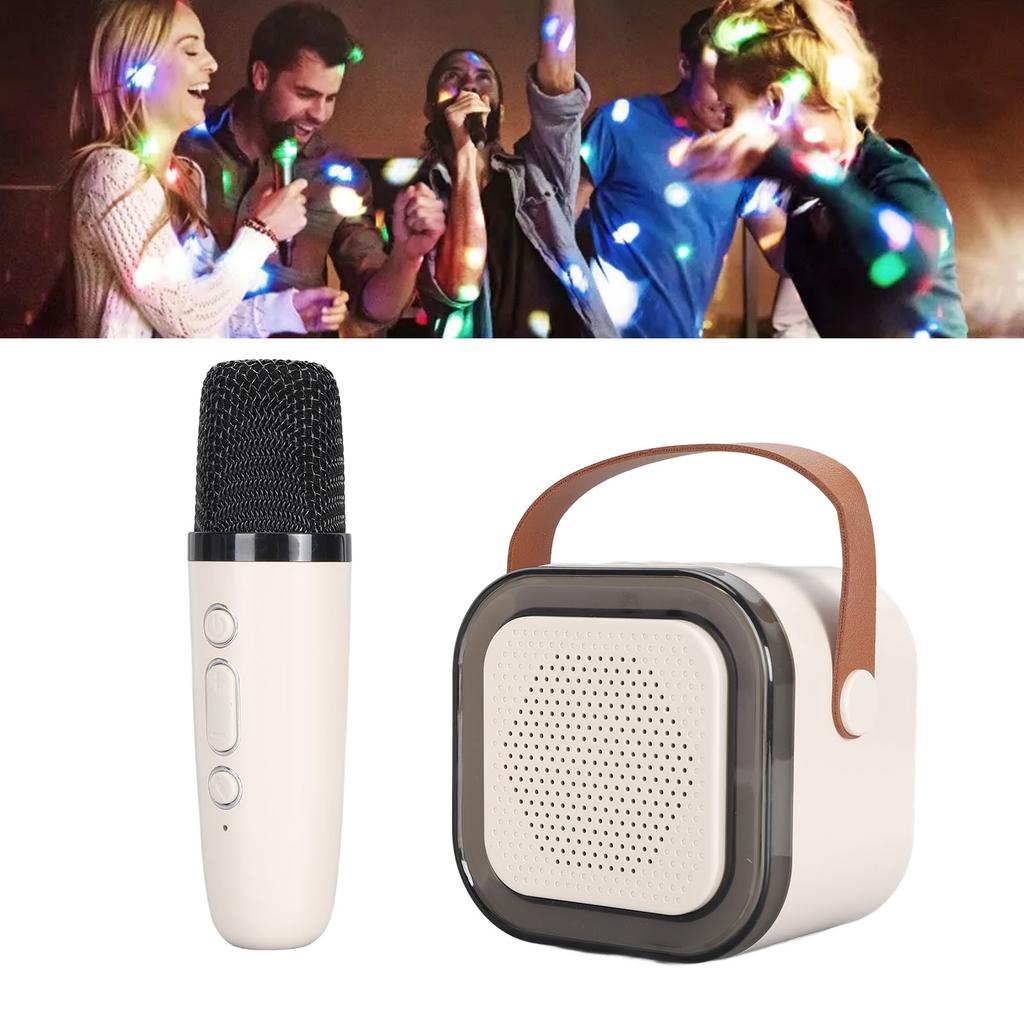 Taşınabilir Karaoke Makinesi LED Dinamik Işık Küçük Hoparlör Mikrofonlu 4 ila 12 Yaş Çocuklar Yetişkinler İçin