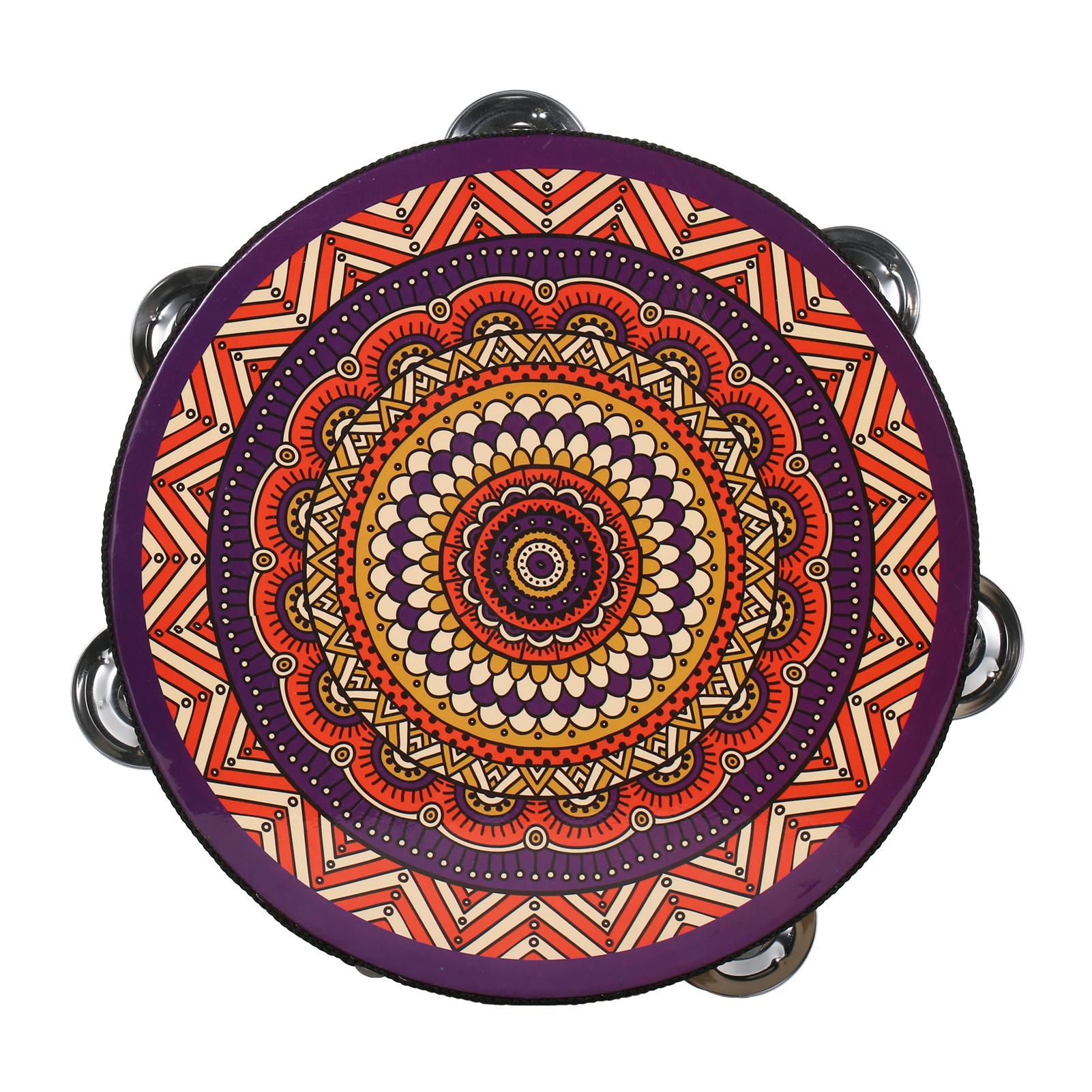 

10-дюймовый деревянный бубен, колокольчик, ручной барабан с двойным рядом, 16 шт., металлические тарелки, звенящие музыкальные звуки 8-inch