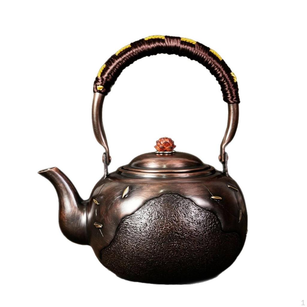 Copper Kettle Handmade with Wrapped Handle Dark Bronze for Tea Lovers, Collectors, Kitchen