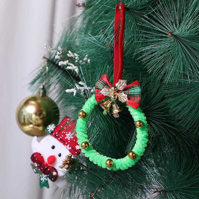 Merry Christmas Wreath Pendant With Bell Car Door Hanging Decoration Xmas Party Christmas Tree Decor Accessories