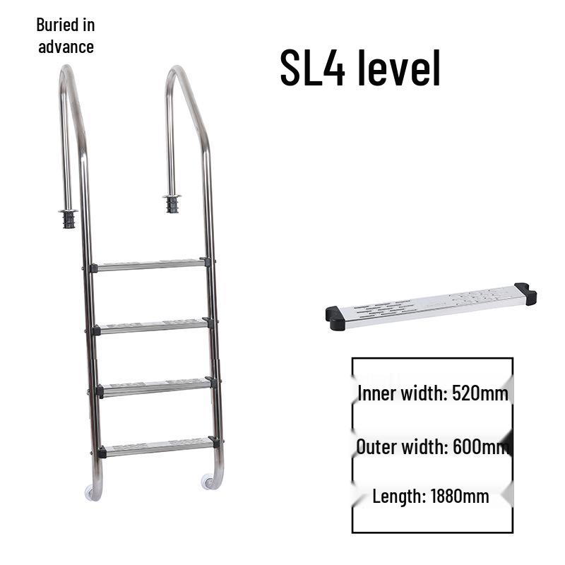 304 Stainless Steel Swimming Pool Ladder with Thickened Handrail and Pedal