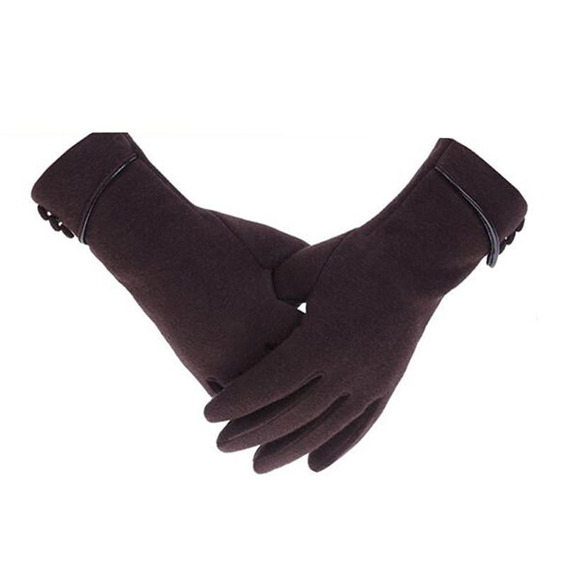 Woman's Winter Warm Suede Leather Touch Screen Driving Gloves Man's Cold Plus Velvet Thick Fingerless Flip Cycling Mittens
