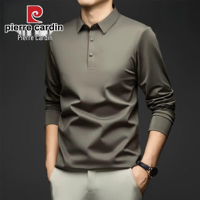 Pierre Cardin Men's Seamless Long Sleeve Lapel Polo Shirt