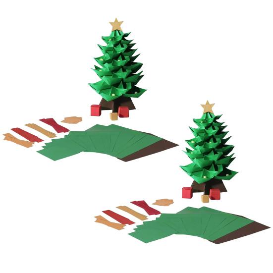 DIY Paper Christmas Tree Handmade Origami Tree Kit Fold 3D Christmas Paper Craft Set