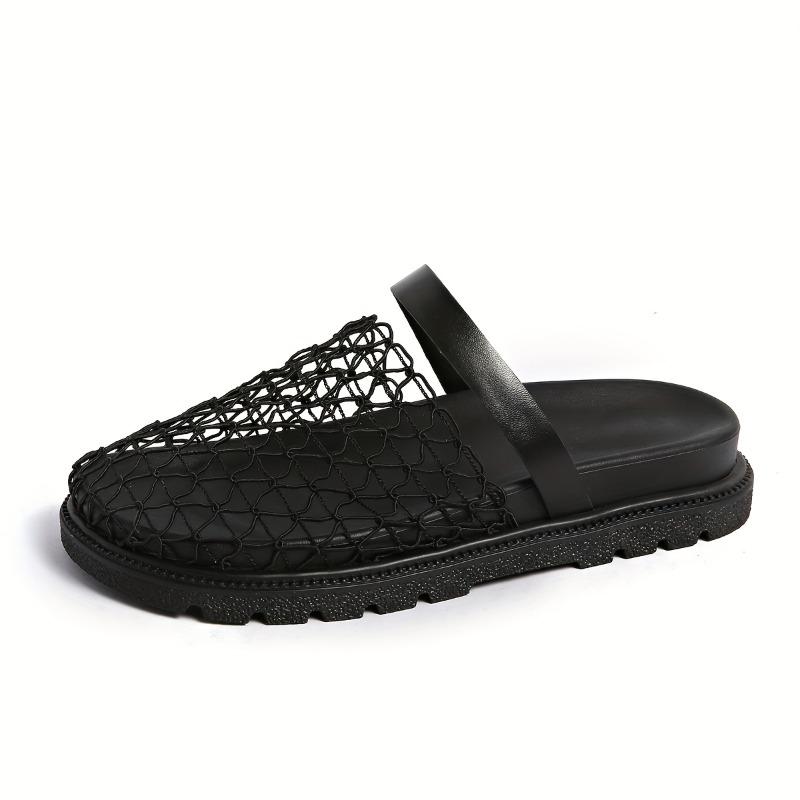 Women's Summer Sandals Slip-On Breathable Mesh & Synthetic Synthetic Leather Comfortable Lightweight Rubber Sole Casual Beach Slippers for Indoor