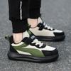 Boys' Lightweight Sneakers 24 Years Autumn and Winter Velcro Leather Waterproof Middle School and Older Children's Students White Shoes Running Shoes