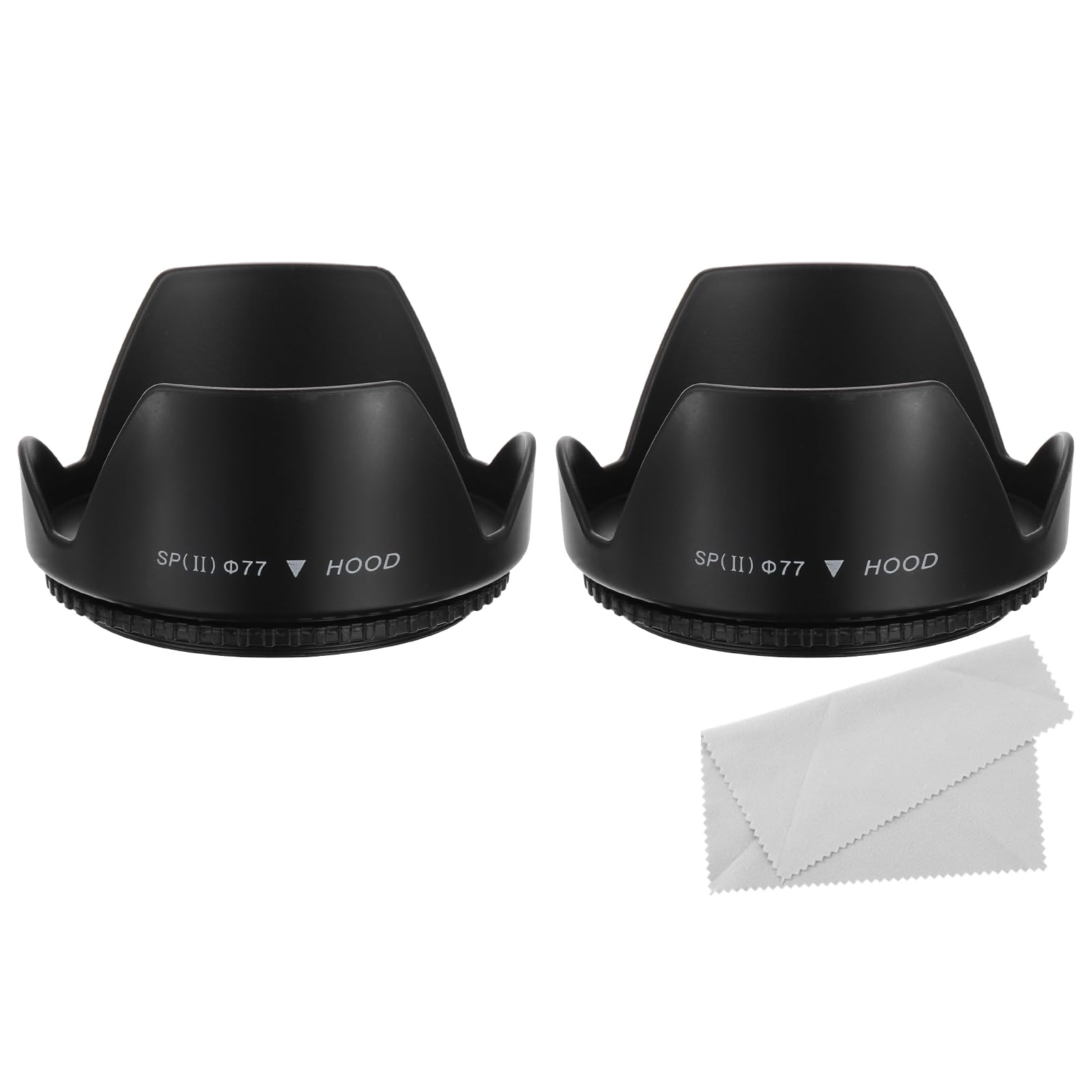 

PATIKIL 77mm Camera Lens Hood Set of 2 with Cleaning blocks excess reduces lens flare and glare to improve your camera Cloth, Anti-reflective,