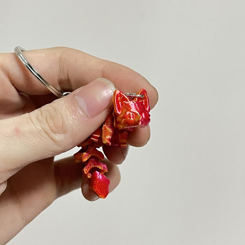 Compact Movable 3D Fox Keychain 3D Printed Colorful Articulating Keychain Toy Action Figure Collectible Desk Ornament Gifts
