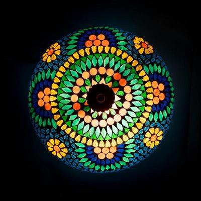 Mosaic Crafted Multicoloured Decorative Glass Ceiling Light