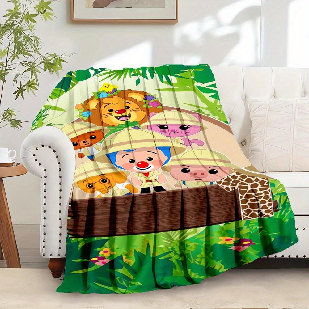 1pc Jungle Adventure,Safari Friends,Plim Plim Digital Print Flannel Blanket - Contemporary Style, Suitable for All Seasons, Perfect for Home
