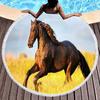 Horse Round Beach Towel,Wild Horse Beach Blanket Shawl Soft Microfiber Cowboys Western Farmhouse Rustic Theme Towel For Picnic