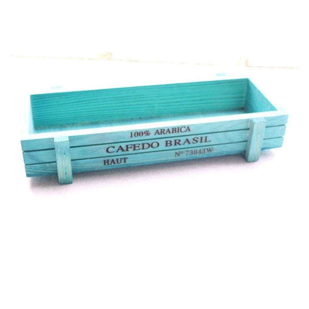 

Деревянный цветочный горшок, коробка, сад, двор, микропейзаж, цветок, сочный контейнер, горшок для растений синий