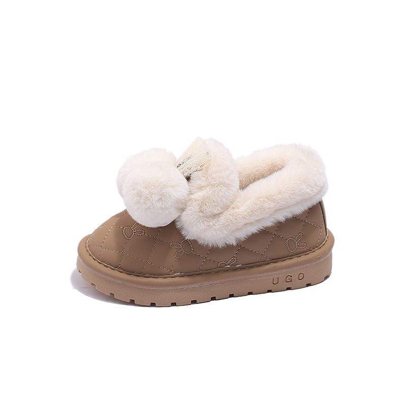 

Girls hairball snow boots 2025 winter new fluffy plush thickened warm non-slip cotton shoes student two cotton shoes 27 yards inner length 16.0cm