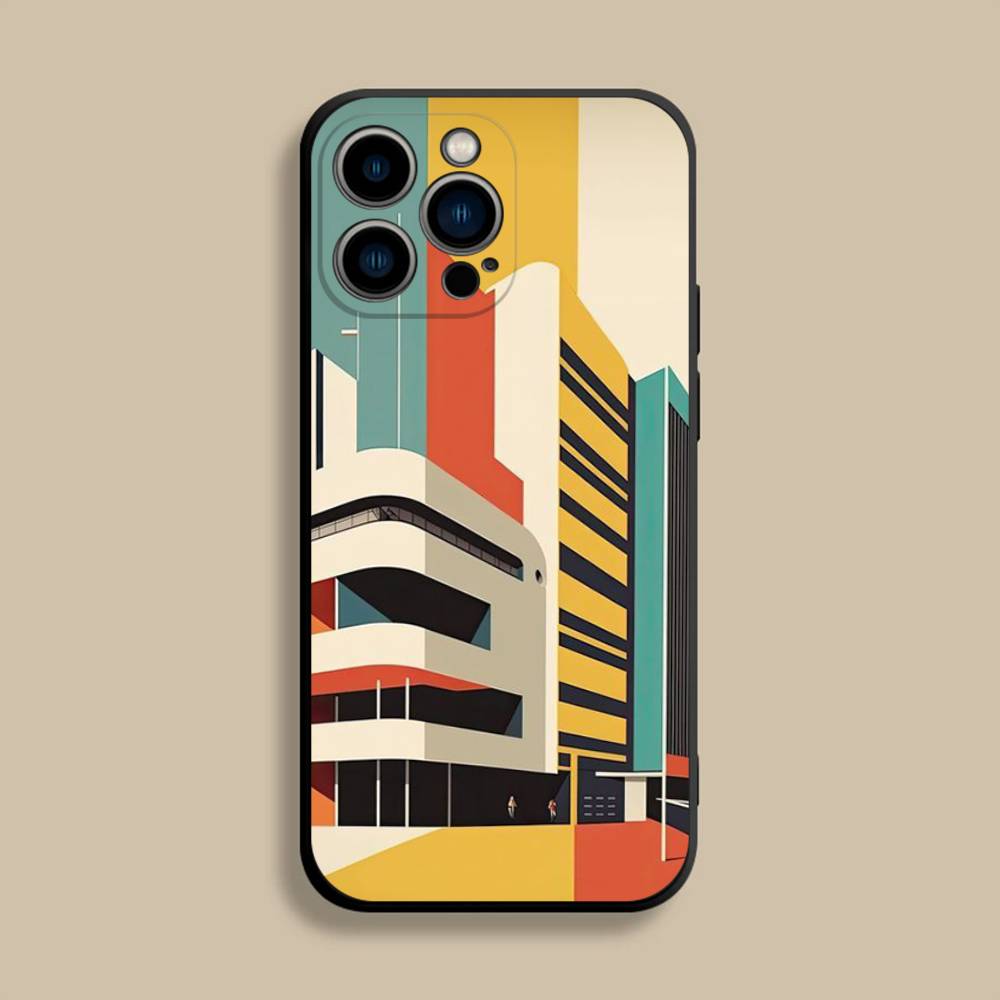 

Geometric Bauhaus art Phone Case For iPhone 17,16,15,14,13,12,Pro,Max,Plus,E,SE4,Air,Mini Black Soft Cover iPhone17Pro