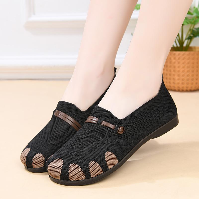 Boots-style Women s Breathable Mesh Casual Shoes with Soft Bottom and Flat Sole 36 чёрный