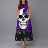 Women Plus Size Sleeveless Round Neck Dress Luxe Large Blossom Printed Flowy Calf Length Gown