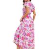 European and American women's clothing summer new fashion V-neck lotus leaf sleeve dress Bohemian print dress