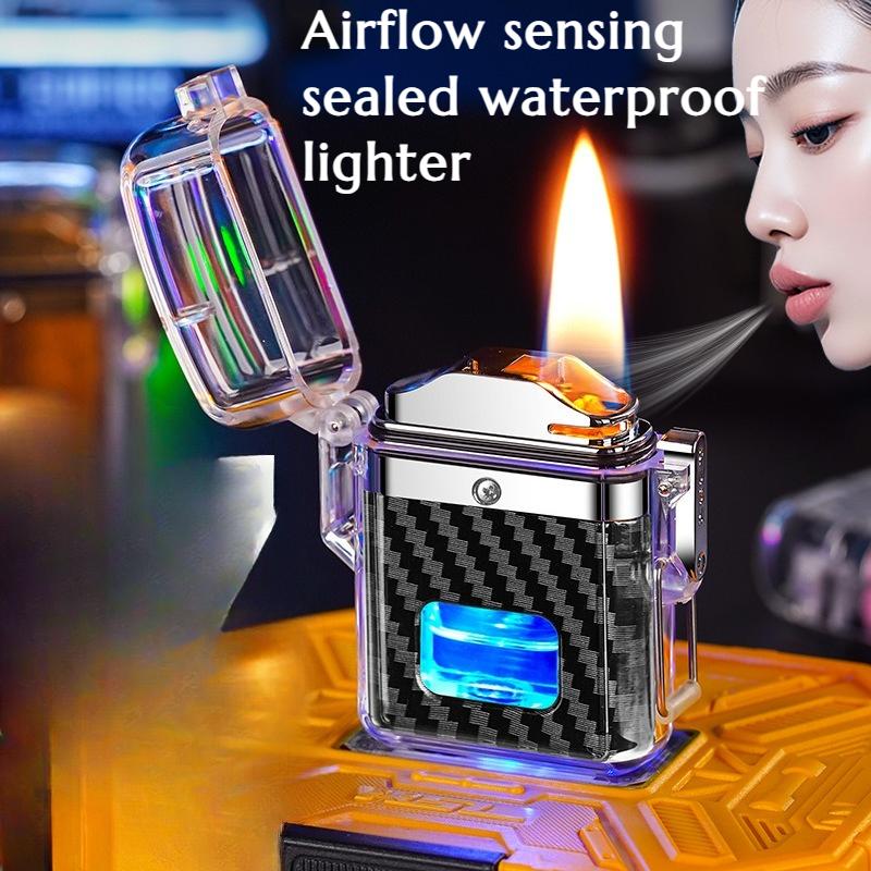 NEW Creative Intelligent Voice-controlled Lighter Transparent Waterproof Visible Case High-end Level Gift Cigarette Accessories