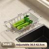 Kitchen Sink Drainer Basket Stainless Steel 30.5-42.5cm Adjustable Dish Drying Rack Organizer