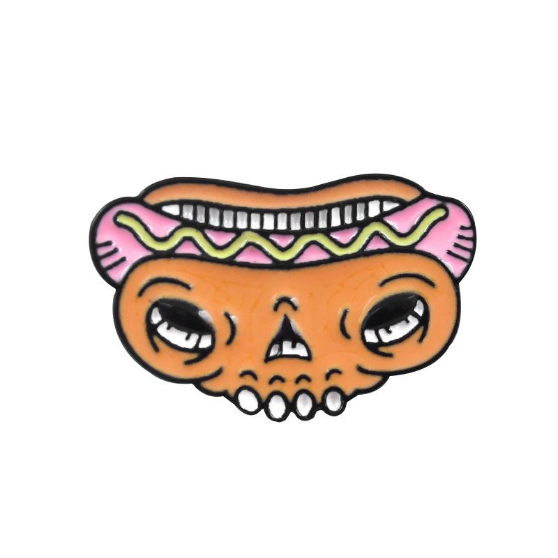 Trendy Food Combo Brooch Set: Pizza, Bread, Hot Dog, Hamburger, and Donut