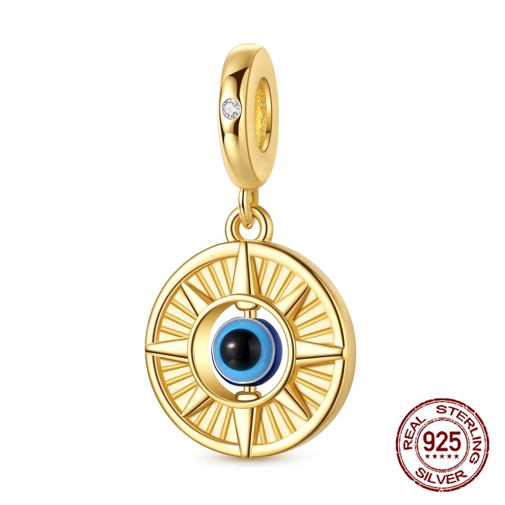 Copper Metal Evil Eye Dangle Charm Bead Component Lucky Symbol Designs Pendant Bead Component Compatible With Bracelet High Quality Fine Jewelry