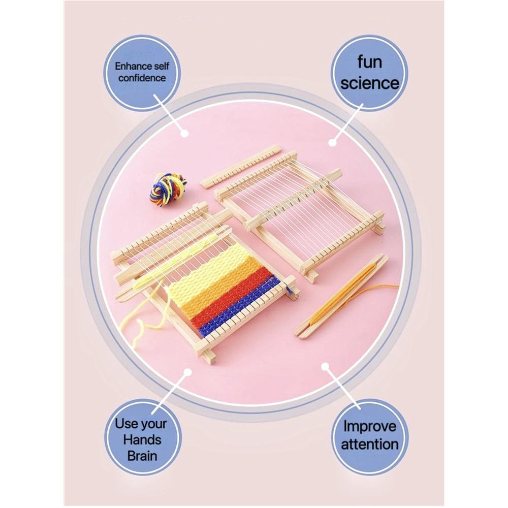 Webstuhl-Set für Kinder aus Holz – Komplettes DIY-Handstrickmaschinen-Set mit Werkzeugen und Garn