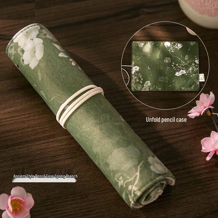 Jiujiu Stationery Creative Chinese Style Retro Roller Blind Pencil Case - Large Capacity Japanese Fabric