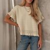 Women's Casual Ruffled Knit Short,Sleeve Top