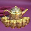 Brass Bamboo Leaf Landscape Copper Pot Craft Restaurant Teapot Decoration Cup Tea Set Ornament