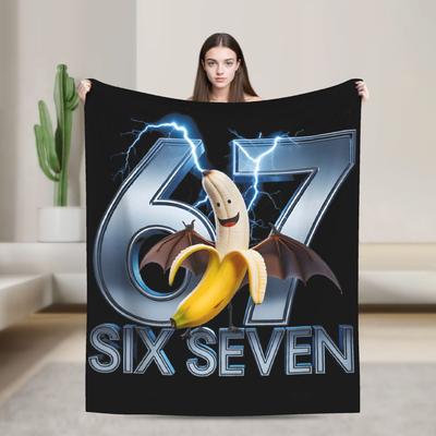67 Brainrot Italian Meme Funny 67 Six Seven 6-7 Super Warm Blankets Plush Bedding Throws Couch Chair Bedspread Sofa Bed Cover