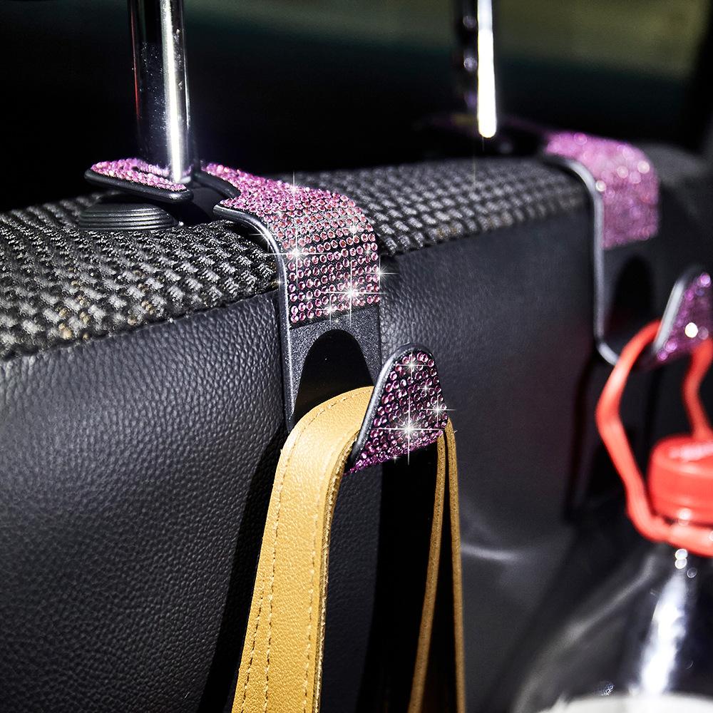 2-Piece Synthetic Diamond Car Hooks, Hidden Car Storage Hooks, Creative Car Seat Hooks & Hangers, Women's Car Accessories