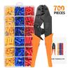 Wire Terminals Crimping Tool Insulated Ratcheting Terminals Crimper Kit of AWG22-10 with 700PCS Insulated Butt Bullet