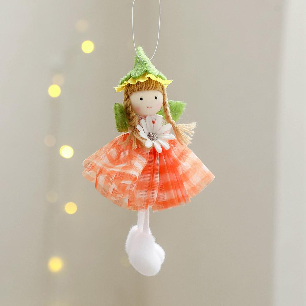 Plaid Skirt Girl Pendant With Tulle Flower Spring Daisy Doll For Party Home Shopwindow Hanging Ornament Decoration Supplies