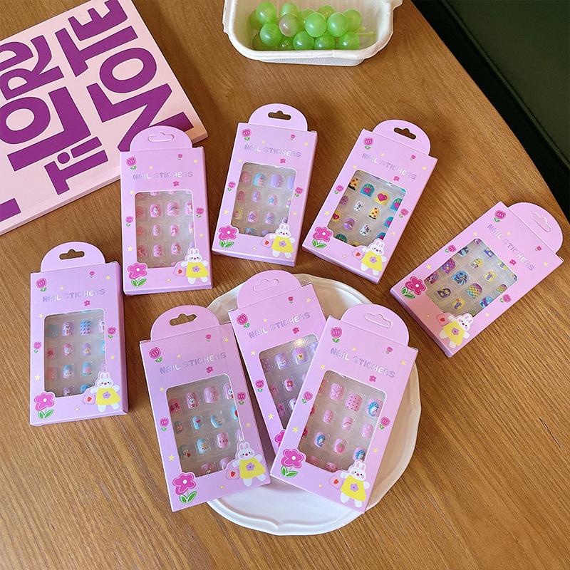 Removable Cute Cartoon Nail Stickers for Little Girls - Self-Adhesive Jelly Glue Princess Nail Art