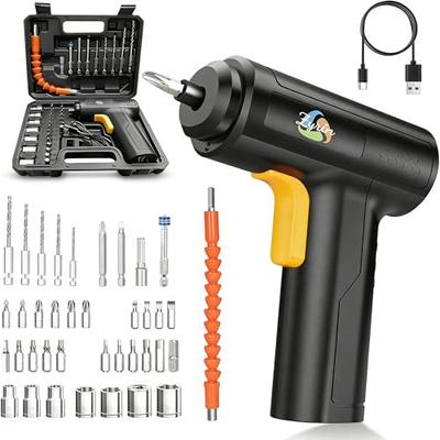 Cordless Electric Screwdriver with Forward/Reverse Switch, 4.2V Power, 20N.m Max Torque, 40 Parts Included, 3000mAh High Capacity USB Rechargeable, Co