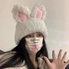 Fluffy Knitted Plush Hat Solid Color Winter Outdoor Warm Cap Rabbit Ear Beanies  Winter Season