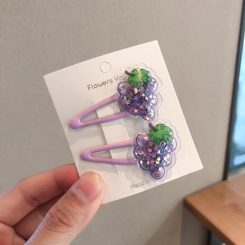 2PCS Fruit Quicksand BB Cartoon Clips Kids Hairpins Children Headwear Baby Clips Headdress Elastic Hair Bands Girls Accessories