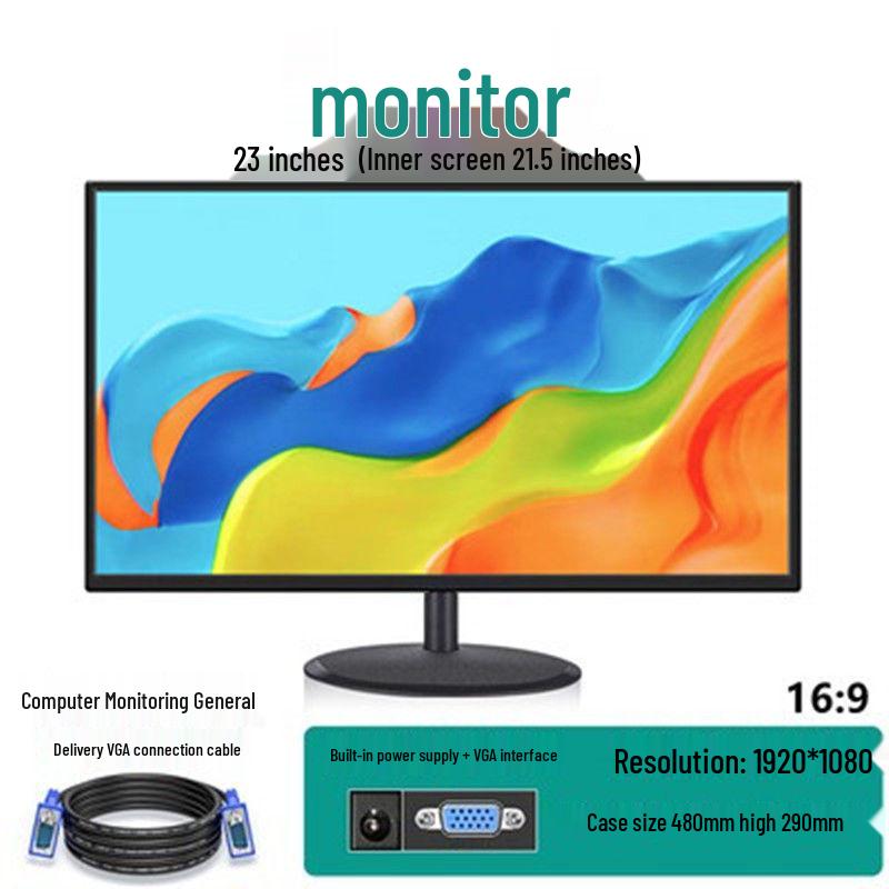 24/22/27-Inch HD Desktop Monitor with HDMI & VGA for Home & Office