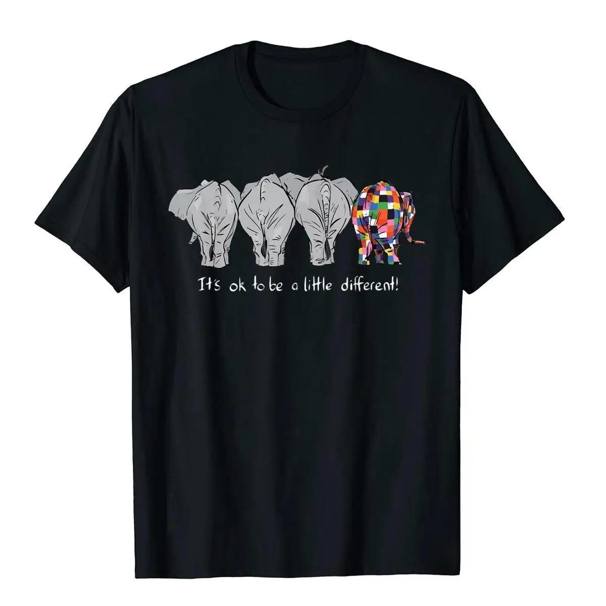 Its Okay If Its A Little Different Elephant Fun Tshirt British Style Womens Tshirt Hiphop StyleSummer Streetwear Y2K S
