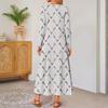 women's cute printed long-sleeved comfortable loose dress, elegant dress