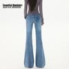 Jeans in Denim a Zampa Vita Alta da Donna