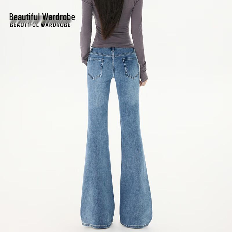 Jeans in Denim a Zampa Vita Alta da Donna